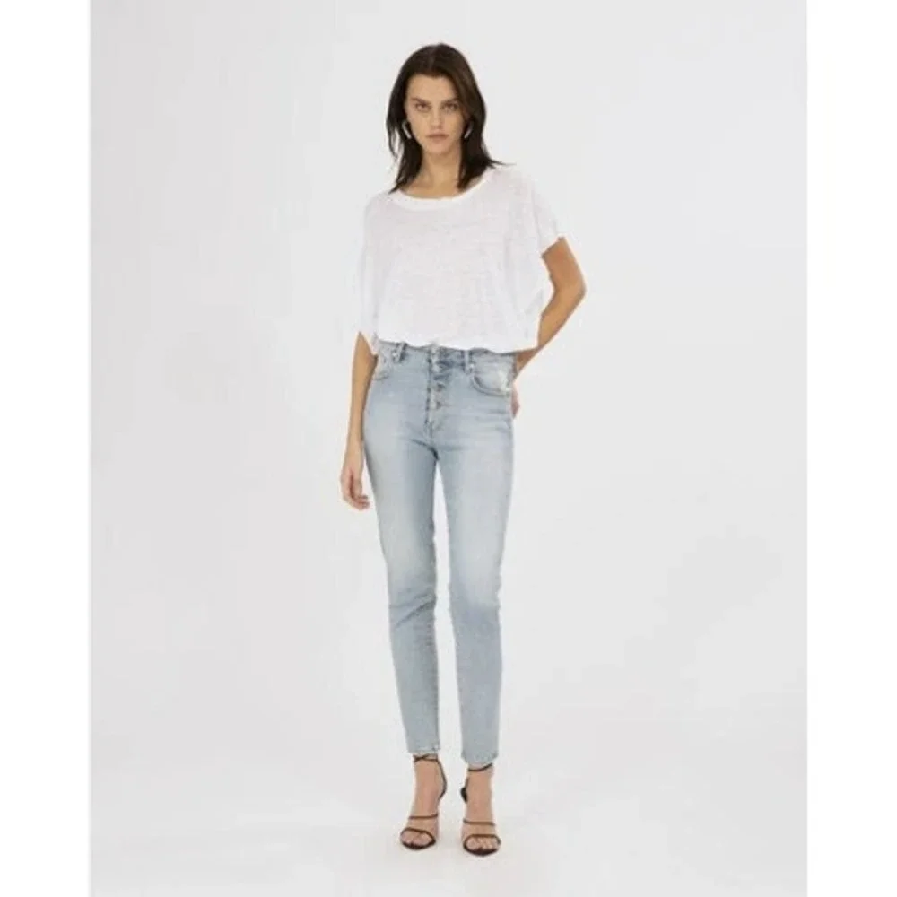 IRO Paris Gaety-19S Slim High Rise Button Fly Light Wash Denim Jeans Size 27 NWT